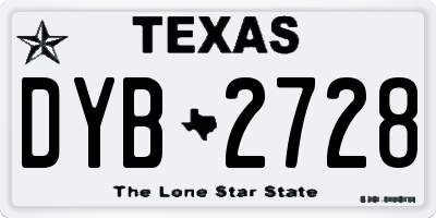 TX license plate DYB2728