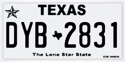 TX license plate DYB2831