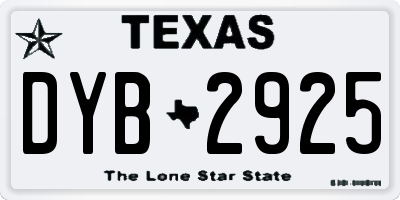 TX license plate DYB2925