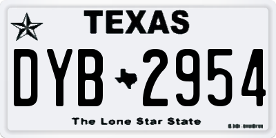 TX license plate DYB2954