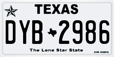 TX license plate DYB2986