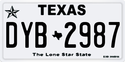 TX license plate DYB2987