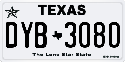TX license plate DYB3080