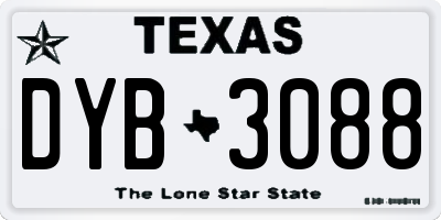 TX license plate DYB3088