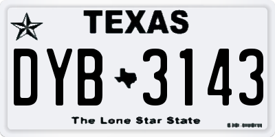 TX license plate DYB3143