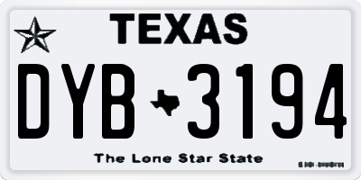 TX license plate DYB3194