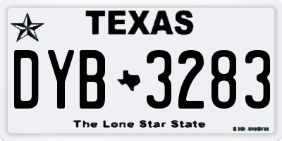 TX license plate DYB3283