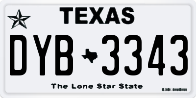 TX license plate DYB3343