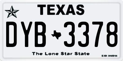 TX license plate DYB3378