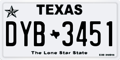 TX license plate DYB3451