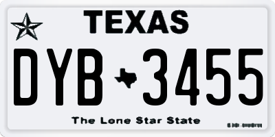 TX license plate DYB3455