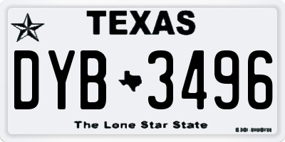 TX license plate DYB3496