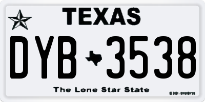 TX license plate DYB3538