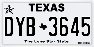 TX license plate DYB3645