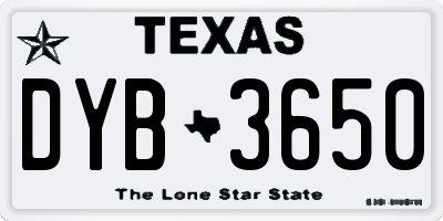 TX license plate DYB3650