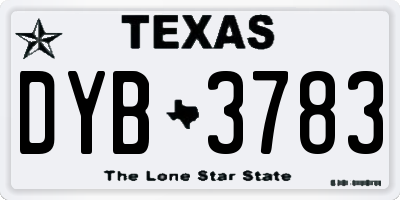 TX license plate DYB3783