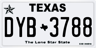 TX license plate DYB3788