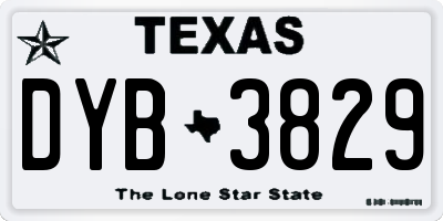 TX license plate DYB3829
