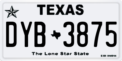 TX license plate DYB3875