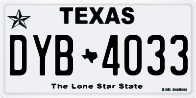 TX license plate DYB4033