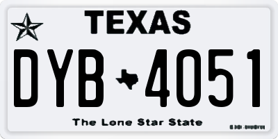 TX license plate DYB4051