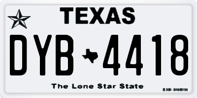 TX license plate DYB4418