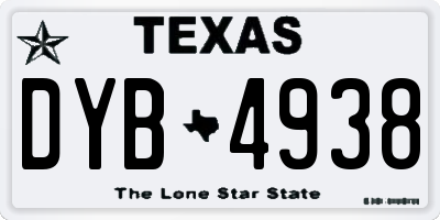 TX license plate DYB4938