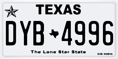 TX license plate DYB4996