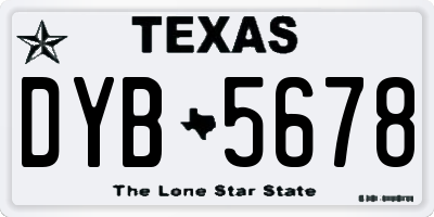 TX license plate DYB5678