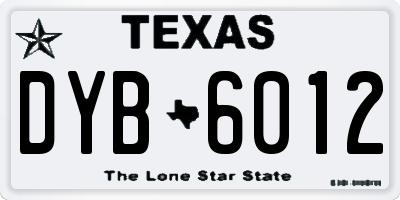 TX license plate DYB6012