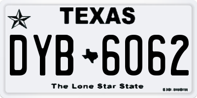 TX license plate DYB6062