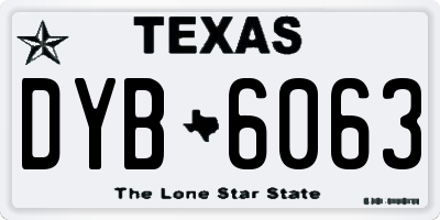 TX license plate DYB6063