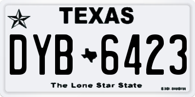 TX license plate DYB6423