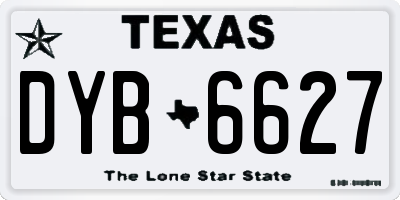 TX license plate DYB6627