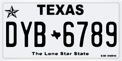 TX license plate DYB6789