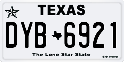 TX license plate DYB6921