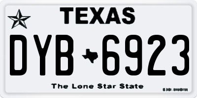 TX license plate DYB6923