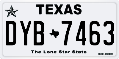 TX license plate DYB7463