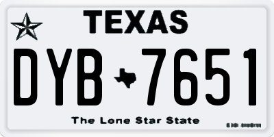 TX license plate DYB7651