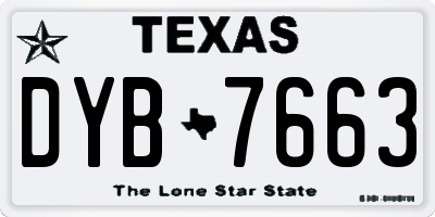 TX license plate DYB7663