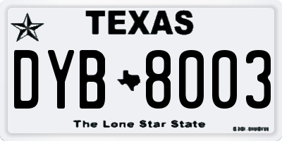 TX license plate DYB8003