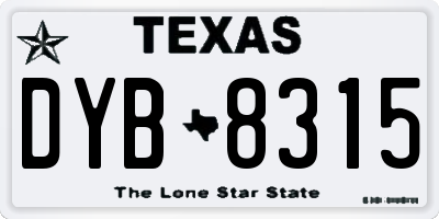 TX license plate DYB8315