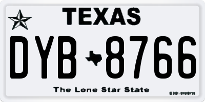 TX license plate DYB8766