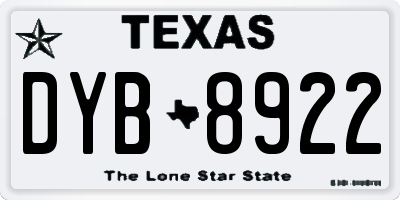 TX license plate DYB8922