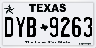 TX license plate DYB9263