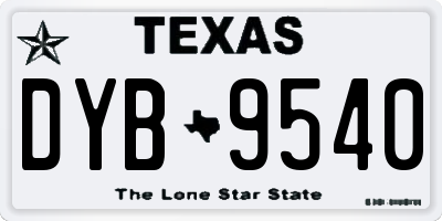 TX license plate DYB9540