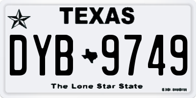 TX license plate DYB9749