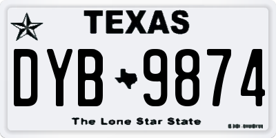 TX license plate DYB9874
