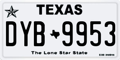 TX license plate DYB9953