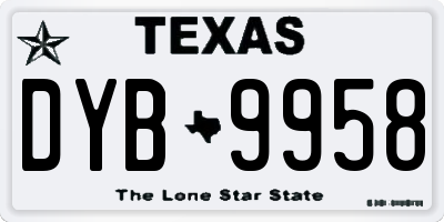 TX license plate DYB9958